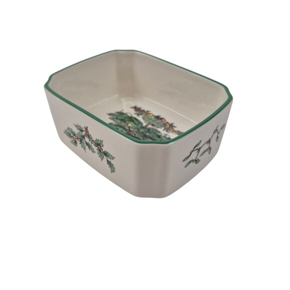 Spode Christmas Tree Medium Candy Dish England Vintage S3324 Green Trim - Picture 5 of 10